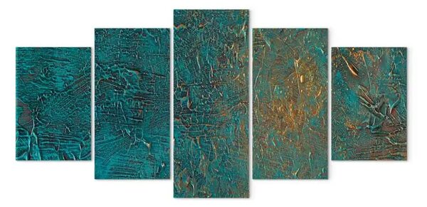 Quadro contemporaneo Specchio azzurro - astrazione verde scuro con accenti di luce