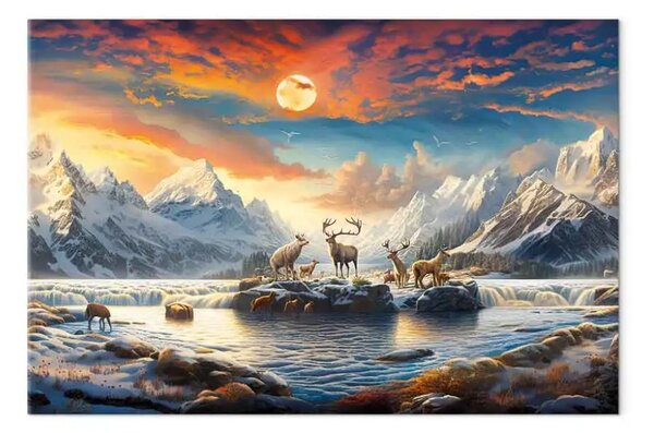 Quadro contemporaneo Taiga orientale - paesaggio invernale