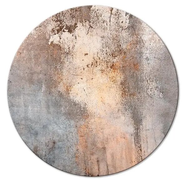 Quadro rotondo Strutture astratte - ruggine sfregata nei colori seppia e grigio