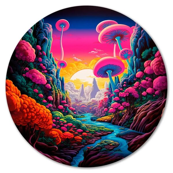 Quadro rotondo Terra colorata - valle psichedelica dai colori intensi