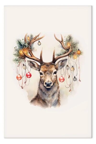 Quadro su tela Visitatore Natale - cervo decorato