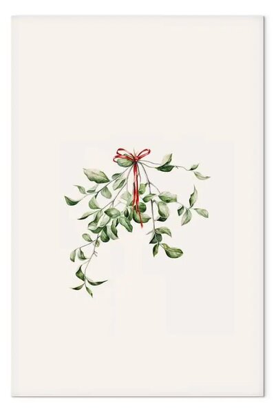 Quadro moderno Vischio Natale - ramo nastro