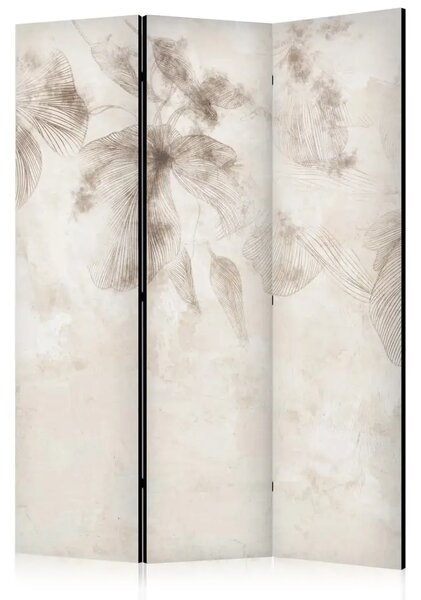 Paravento Fiori effimeri - vegetazione lineare su sfondo beige