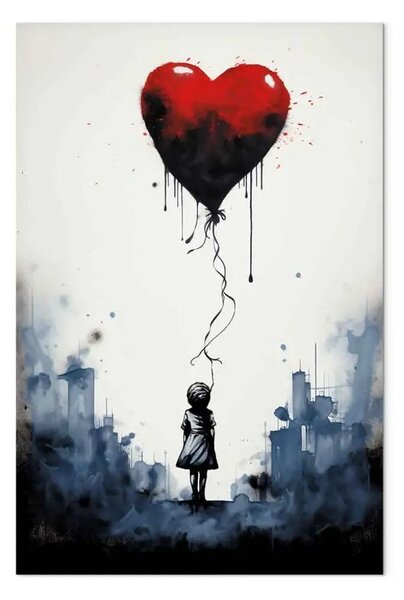 Quadro su tela Palloncino volante - stile Banksy