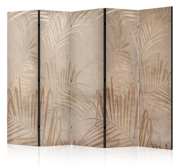 Paravento Costa di palme II - composizione artistica beige con foglie