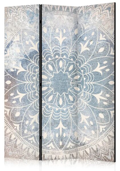 Paravento Mandala - ornamento chiaro color crema su sfondo blu