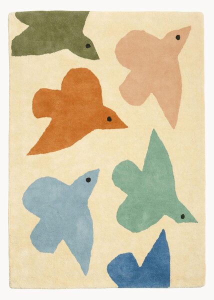Tappeto per bambini fatto a mano Birds Terracotta Blue, varie misure