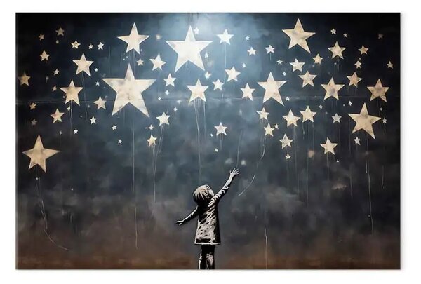 Quadro moderno Stelle cadenti - murale ispirato all'opera di Banksy