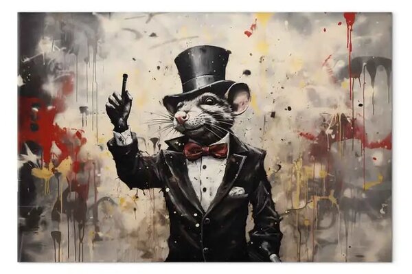 Quadro su tela Topo in frac - graffiti ispirati a Banksy