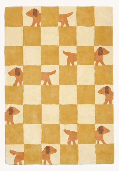 Tappeto per bambini fatto a mano con motivo a quadri Walter Ochre Checkered, varie misure