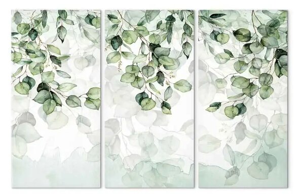 Quadro su tela Leggerezza delle foglie - delicata composizione verde con ramoscelli