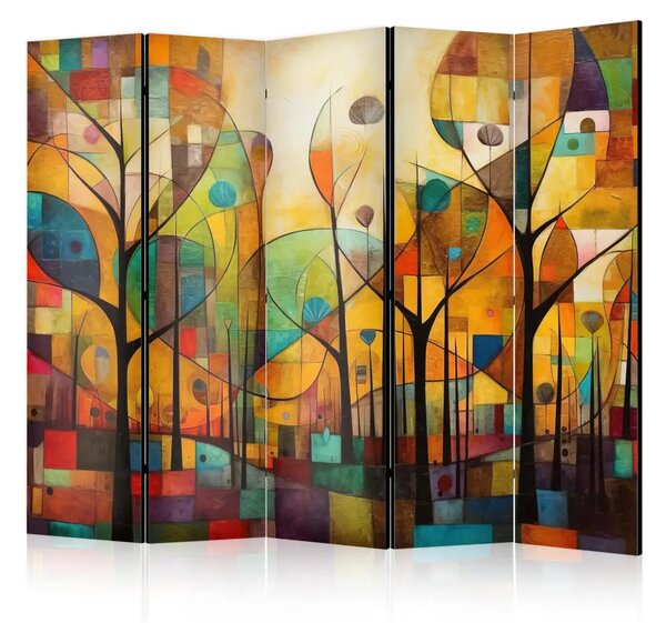 Paravento Foresta colorata II - composizione geometrica ispirata a Klimt