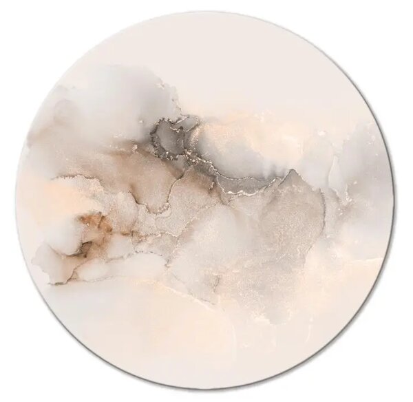 Quadro rotondo Riflessi dorati - macchia astratta beige su sfondo di marmo