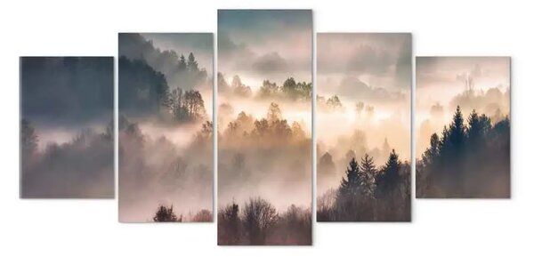 Quadro su tela Paesaggio montano - tramonto nebbia