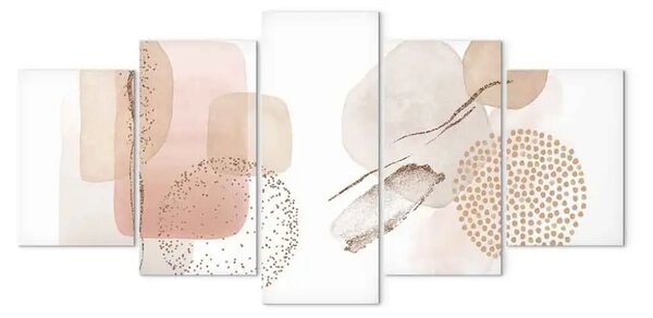 Quadro moderno Astrazione a macchie - forme e macchie acquerellate nei toni del beige