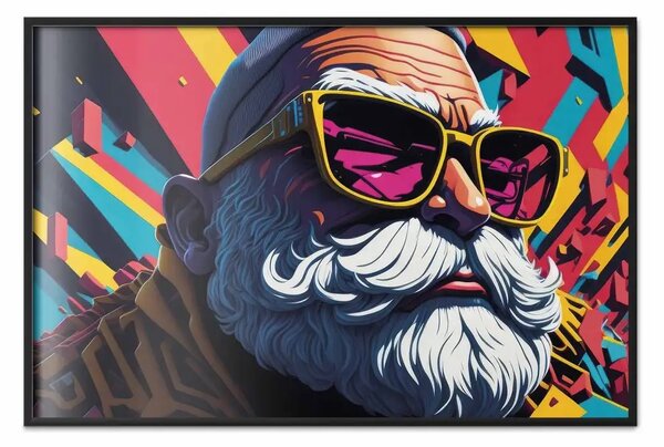 Poster: Babbo Natale hipster - ritratto del santo con gli occhiali da sole