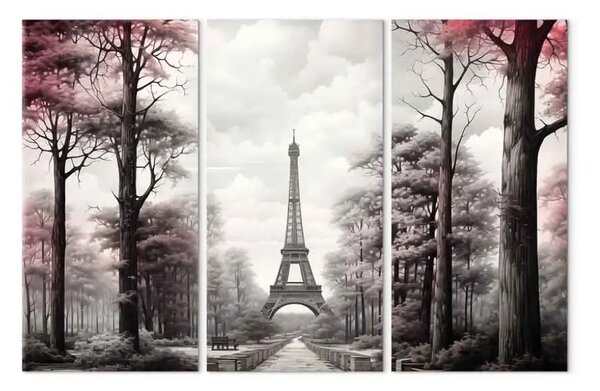 Quadro contemporaneo Parigi - Il parco della città e la Torre Eiffel in toni retrò