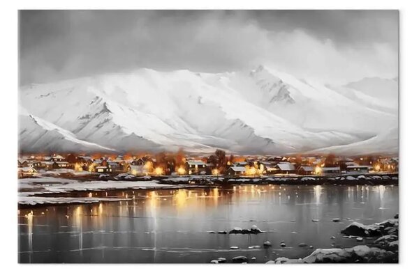 Quadro Reykjavik - paesaggio islandese con montagne innevate