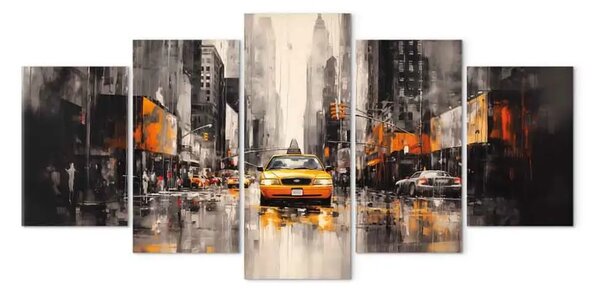 Quadro moderno Taxi giallo - auto su uno sfondo di architettura newyorkese