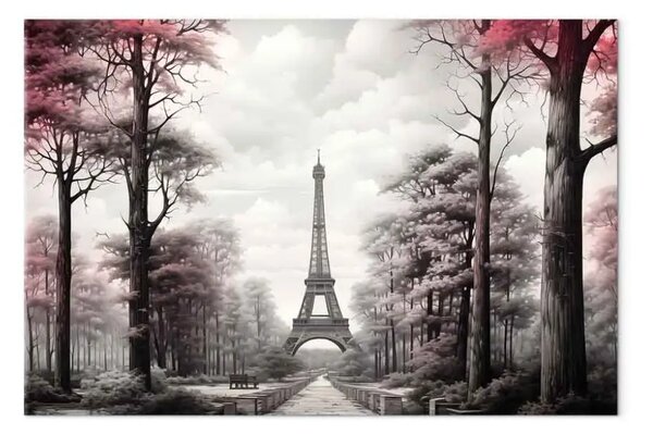 Quadro contemporaneo Parigi - parco cittadino con la retrostante Torre Eiffel