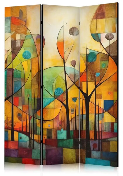 Paravento separè Foresta colorata - composizione geometrica ispirata a Klimt