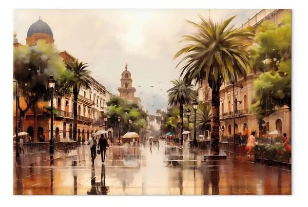Quadro moderno Palermo, Sicilia - strade piovose della città con palme