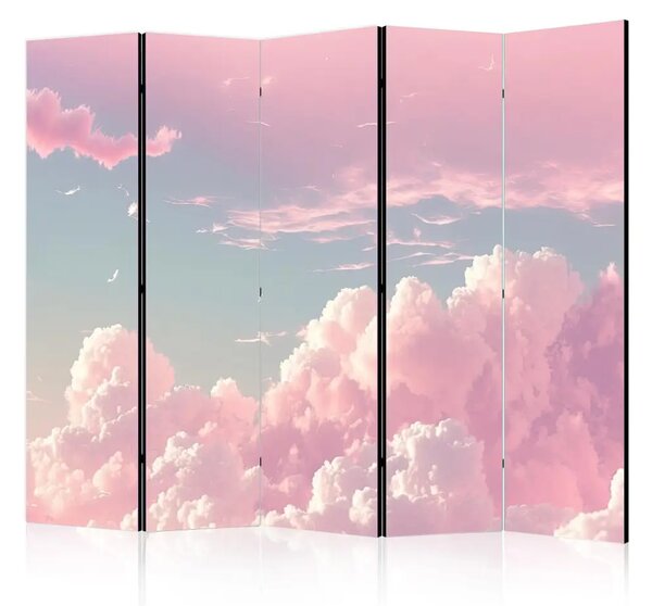 Paravento design Paesaggio del cielo II - nuvole rosa su un orizzonte blu