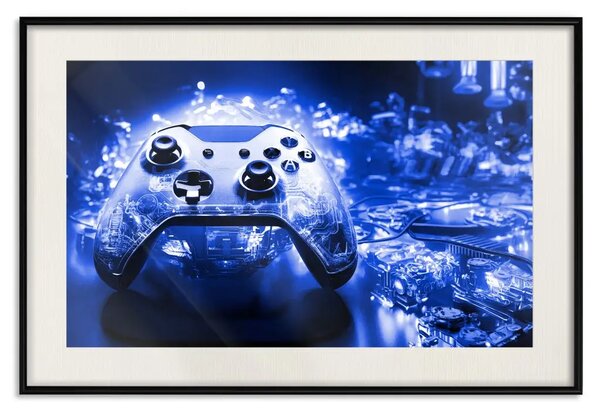 Poster: Tecnologia di gioco - pad di gioco su sfondo blu scuro intenso