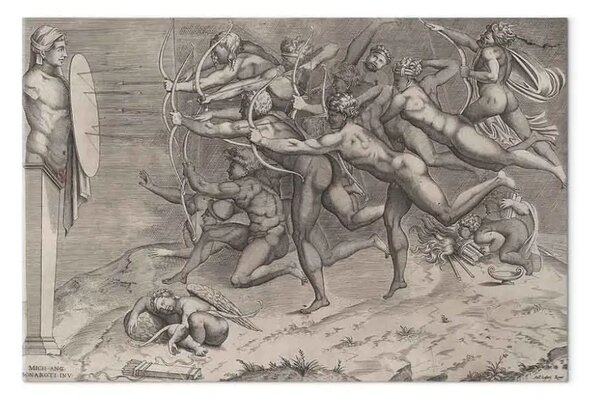 Quadro famoso Michelangelo - Arcieri nudi che sparano a un bersaglio