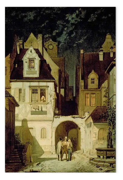 Quadro famoso Carl Spitzweg - Un angolo di una città tedesca al chiaro di luna