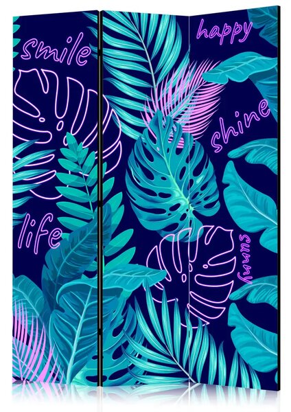 Paravento design Foglie tropicali - giungla tropicale al neon