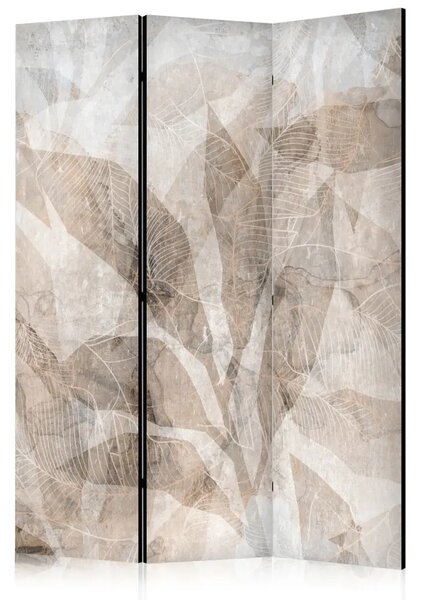 Paravento design Foglie delicate - ombre intrecciate in beige