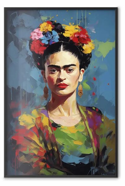 Poster: Frida artistica - ritratto pittorico con pennellate di colore visibili