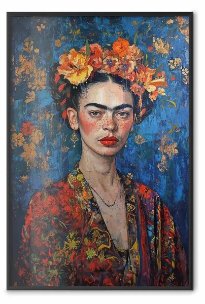 Poster: Ritratto della pittrice – immagine di Frida Kahlo ispirata allo stile di Klimt