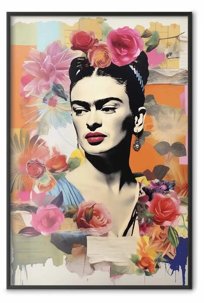 Poster: Ritratto di Frida - in poster su sfondo rosso