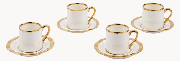 Set di tazzine da caffè in porcellana con piattino Golden, set da 8