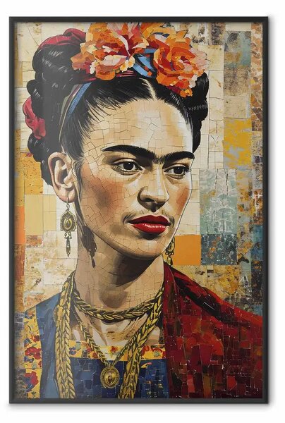Poster: Frida Kahlo - ritratto a mosaico ispirato allo stile di Klimt
