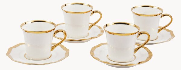 Set di 4 tazzine da caffè in porcellana con piattino Golden