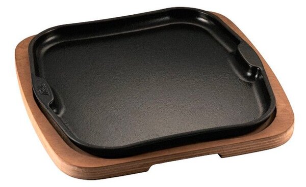 Ilsa Gourmet Piatto Servire 25 X 25 Cm In Ghisa Smaltata Con Vassoio In Legno