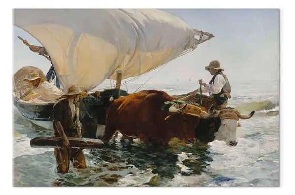 Riproduzione quadro Joaquín Sorolla y Bastida - Ritorno dalla pesca, trascinamento della barca