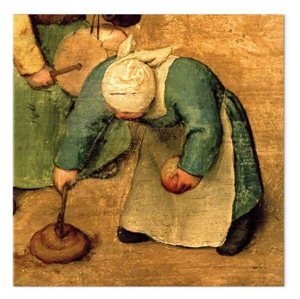 Riproduzione Pieter Bruegel the Elder - Giochi per bambini (Kinderspiele): dettaglio di una ragazza che gioca con una trottola
