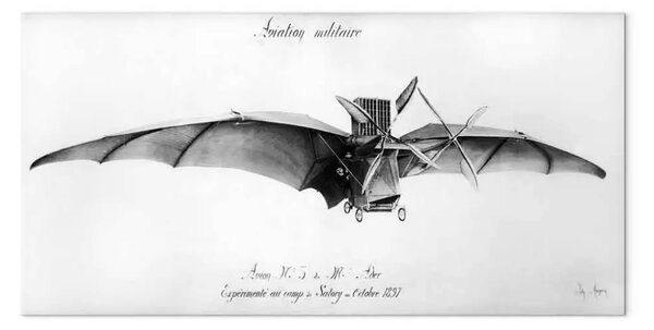 Quadro famoso French School - Avion III, 'Il Pipistrello', disegnato da Clement Ader