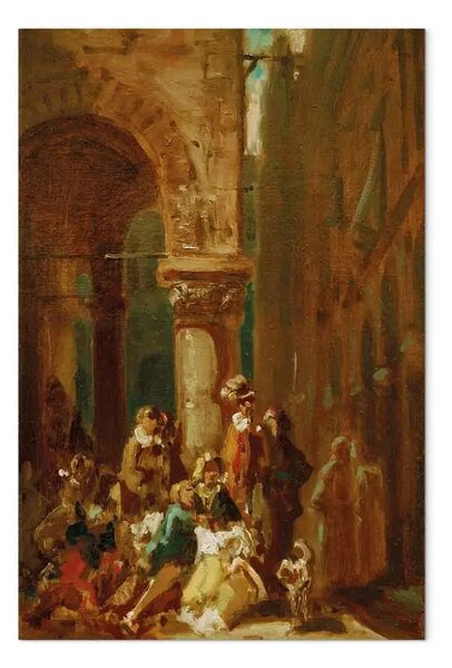 Riproduzione quadro Carl Spitzweg - Itineranti: attori alla Loggia dei Lanzi a Firenze
