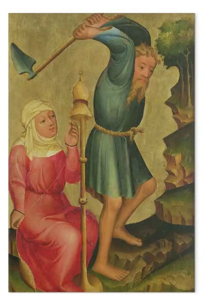 Riproduzione quadro Master Bertram - Adamo ed Eva al lavoro, dettaglio della pala d'altare Grabow