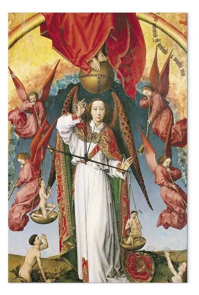 Riproduzione quadro Rogier van der Weyden - San Michele che pesa le anime, dal Giudizio Universale