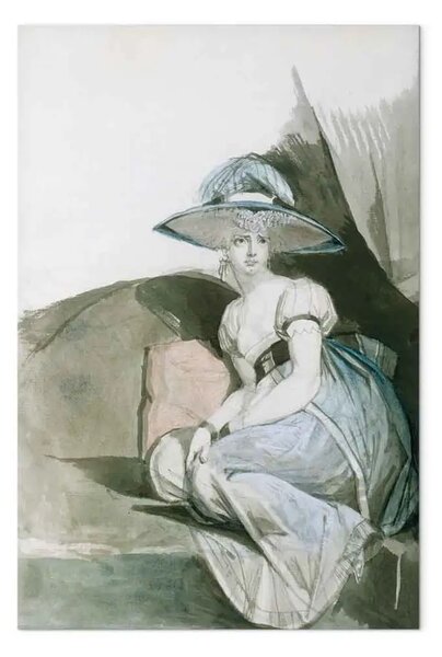 Quadro famoso Johann Heinrich Füssli - La signora Fuseli con un cappello a tesa largo, accovacciata in un angolo del divano