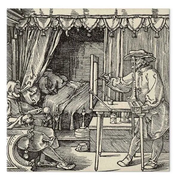Riproduzione Albrecht Dürer - Il disegnatore dell'uomo seduto