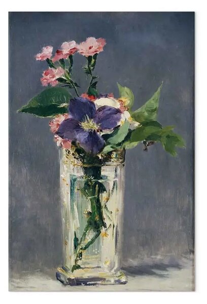 Riproduzione Edouard Manet - Pettirossi e clematidi cenciosi in un vaso di cristallo