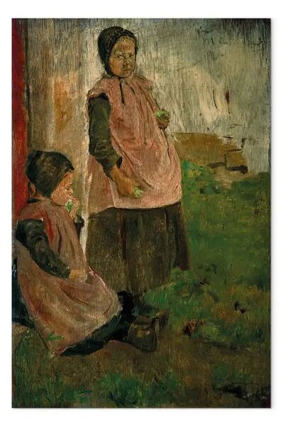 Riproduzione Max Liebermann - Due ragazze mangiatrici di mele