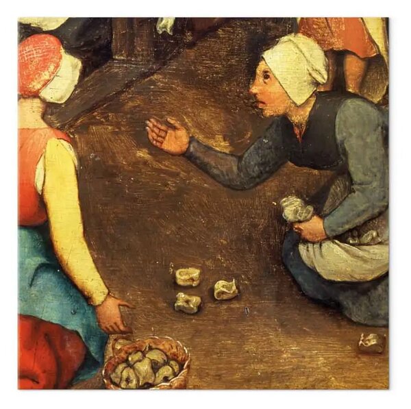 Riproduzione Pieter Bruegel the Elder - Giochi per bambini (Kinderspiele): dettaglio di un gioco di lancio delle nocche